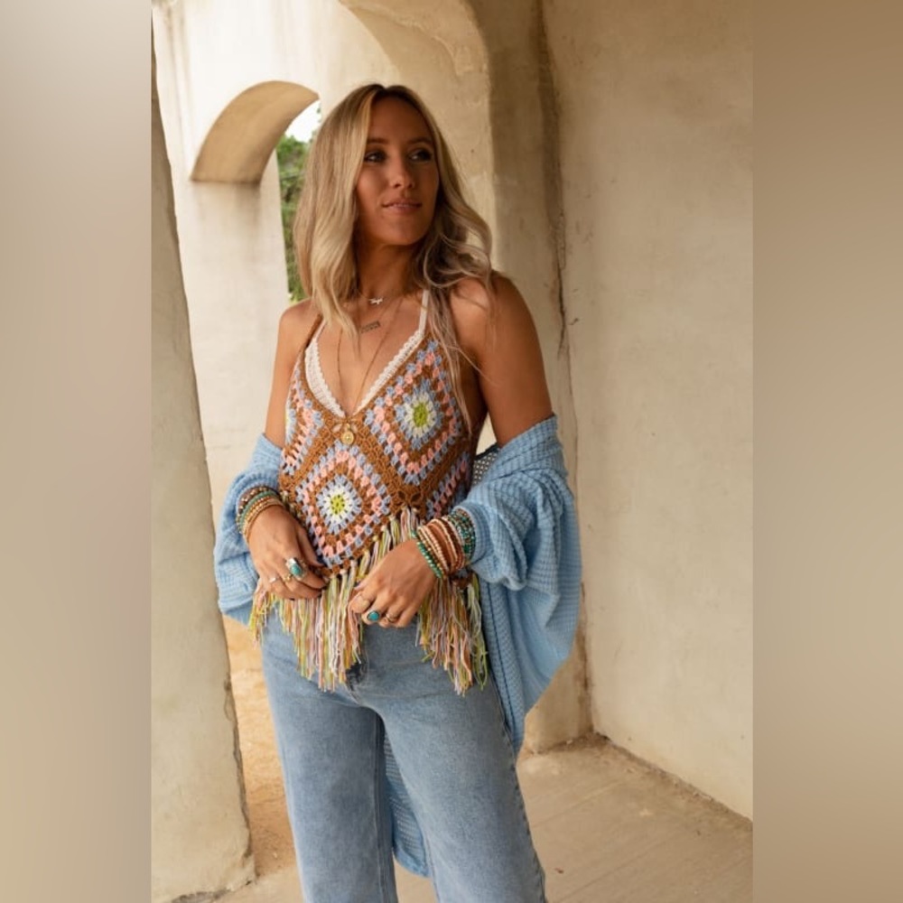 Free People Summer of Love Crochet Halter Size M/L NEW - Picture 5 of 16
